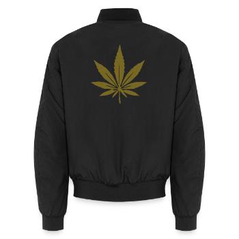 Hanf Hanfblatt Cannabis Blatt Geschenk Kiffer - Unisex Bomberjacke - Schwarz - Hinten - AI Model Male 185 light (185cm)