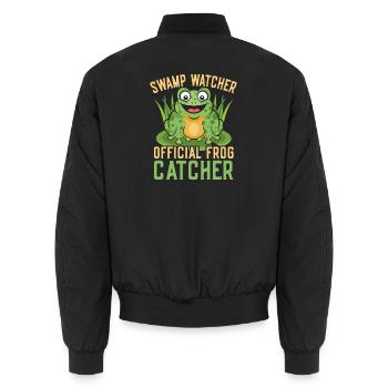 Frog Catcher Swamp Watcher Frog - Unisex Bomberjacke - Schwarz - Hinten - AI Model Male 185 light (185cm)