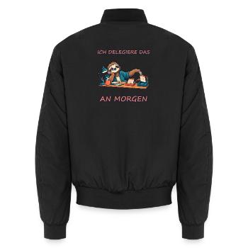 Ich delegiere das an morgen - Unisex Bomberjacke - Schwarz - Hinten - AI Model Male 185 light (185cm)