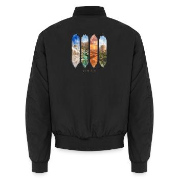 Oman Urlaub Travel – Wüste & Orient Motiv - Unisex Bomberjacke - Schwarz - Hinten - AI Model Male 185 light (185cm)
