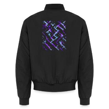 Neon Cyber Anti Gesichtserkennung Muster  - Unisex Bomberjacke - Schwarz - Hinten - AI Model Male 185 light (185cm)