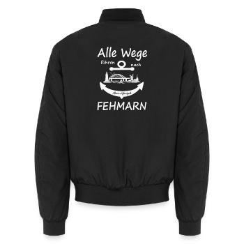 Alle Wege führen nach Fehmarn - Unisex Bomberjacke - Schwarz - Hinten - AI Model Male 185 light (185cm)