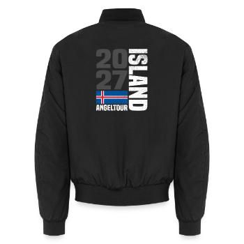Island Angeltour 2027 - Unisex Bomberjacke - Schwarz - Hinten - AI Model Male 185 light (185cm)