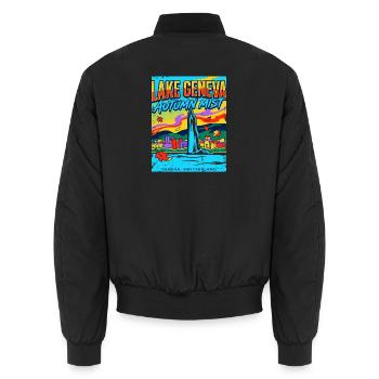 Lake Geneva Autumn Mist Geneva Switzerland - Unisex Bomberjacke - Schwarz - Hinten - AI Model Male 185 light (185cm)