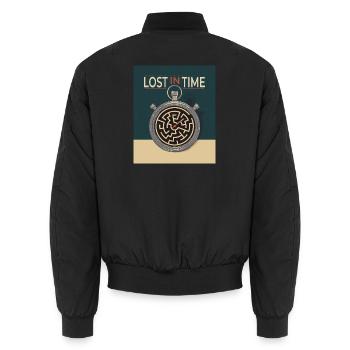 Lost in Time – Zeit im Labyrinth - Unisex Bomberjacke - Schwarz - Hinten - AI Model Male 185 light (185cm)