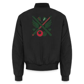 Billard Queue Fluegel Logo - Unisex Bomberjacke - Schwarz - Hinten - AI Model Male 185 light (185cm)