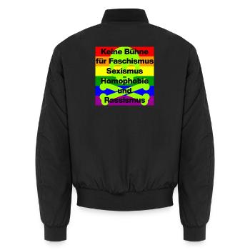 KEINE BÜHNE FÜR FASCHISMUS, HASS UND AUSGRENZUNG - Unisex Bomberjacke - Schwarz - Hinten - AI Model Male 185 light (185cm)