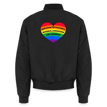 KEINE BÜHNE FÜR FASCHISMUS, HASS UND AUSGRENZUNG - Unisex Bomberjacke - Schwarz - Hinten - AI Model Male 185 light (185cm)