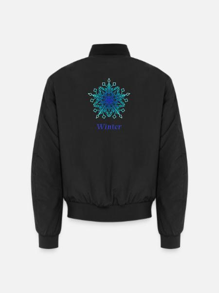 Winter Schneeflocke - Filigranes Eisblumen Design - Unisex Bomberjacke - Schwarz