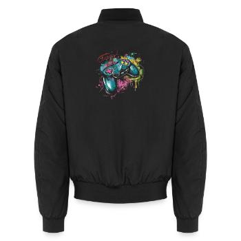 Gamepad Splash - Unisex Bomberjacke - Schwarz - Hinten - AI Model Male 185 light (185cm)