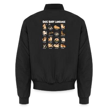  Hund Körpersprache Diagramm Niedliche Welpen - Unisex Bomberjacke - Schwarz - Hinten - AI Model Male 185 light (185cm)