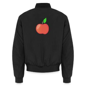 Roter Apfel mit Blattillustration - Unisex Bomberjacke - Schwarz - Hinten - AI Model Male 185 light (185cm)