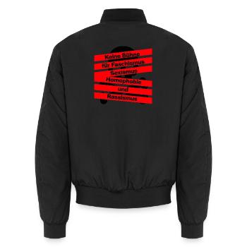 KEINE BÜHNE FÜR FASCHISMUS, HASS UND AUSGRENZUNG - Unisex Bomberjacke - Schwarz - Hinten - AI Model Male 185 light (185cm)