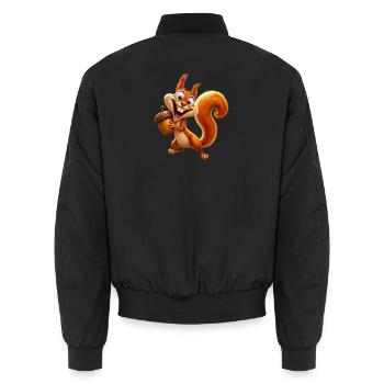 Glückliches Eichhörnchen mit Eichel - Unisex Bomberjacke - Schwarz - Hinten - AI Model Male 185 light (185cm)