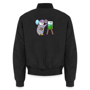 Künstler Pinguin Maler  - Unisex Bomberjacke - Schwarz - Hinten - AI Model Male 185 light (185cm)