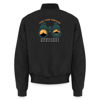 Finde deinen Horizont – Mont Blanc & Lake Braies - Unisex Bomberjacke - Schwarz - Hinten - AI Model Male 185 light (185cm)
