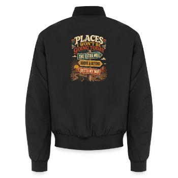 Der Extra Mile Wegweiser – Abseits - Unisex Bomberjacke - Schwarz - Hinten - AI Model Male 185 light (185cm)