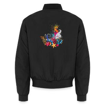 Seepferd Meer Wasser Ozean Fische - Unisex Bomberjacke - Schwarz - Hinten - AI Model Male 185 light (185cm)