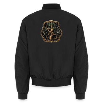 Legendäre Medusa mit goldenem Bogen - Unisex Bomberjacke - Schwarz - Hinten - AI Model Male 185 light (185cm)