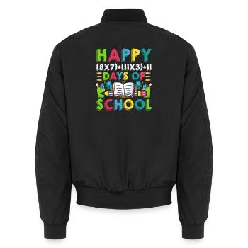 Happy 100 Days of School Math Teacher Student - Unisex Bomberjacke - Schwarz - Hinten - AI Model Male 185 light (185cm)