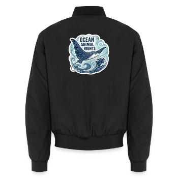 Adlerrochen – Rechte für Meerestiere - Unisex Bomberjacke - Schwarz - Hinten - AI Model Male 185 light (185cm)