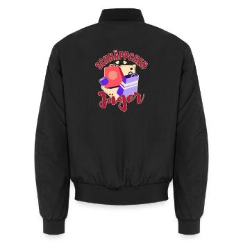 Schnäppchen Geschenk lustig Sparen Shopping Jäger - Unisex Bomberjacke - Schwarz - Hinten - AI Model Male 185 light (185cm)