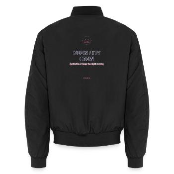 Neon City Crew · helle Kleidung - Unisex Bomberjacke - Schwarz - Hinten - AI Model Male 185 light (185cm)