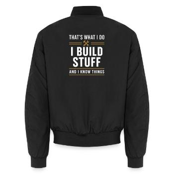 Ich baue Dinge und weiß Dinge - Unisex Bomberjacke - Schwarz - Hinten - AI Model Male 185 light (185cm)