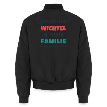 Offizieller Wichtel in dieser Familie - Advent - Unisex Bomberjacke - Schwarz - Hinten - AI Model Male 185 light (185cm)