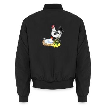 Huhn Hühner Geflügel Landwirt Ei Haustier - Unisex Bomberjacke - Schwarz - Hinten - AI Model Male 185 light (185cm)
