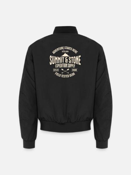 Gipfel- und Stein-Expeditionslogo - Unisex Bomberjacke - Schwarz