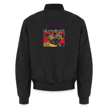 Retro Chemnitz Germany City Skyline Darmstadt - Unisex Bomberjacke - Schwarz - Hinten - AI Model Male 185 light (185cm)