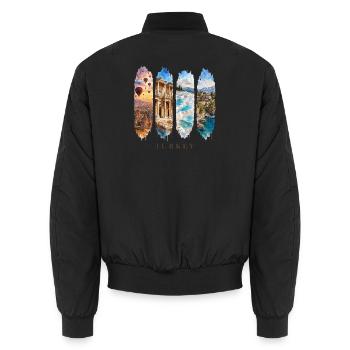 Türkei Travel – Kapadokien & Kultur Motiv - Unisex Bomberjacke - Schwarz - Hinten - AI Model Male 185 light (185cm)