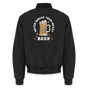 BEER NEVER BREAK YOUR HART - Unisex Bomberjacke - Schwarz - Hinten - AI Model Male 185 light (185cm)
