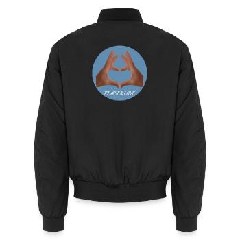 Peace&Love - Unisex Bomberjacke - Schwarz - Hinten - AI Model Male 185 light (185cm)