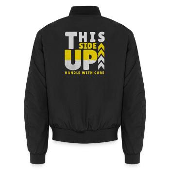 THIS SIDE UP  - Unisex Bomberjacke - Schwarz - Hinten - AI Model Male 185 light (185cm)