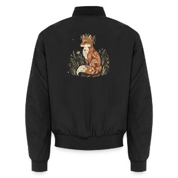 Boho Fuchs mit Blütenkranz - Unisex Bomberjacke - Schwarz - Hinten - AI Model Male 185 light (185cm)