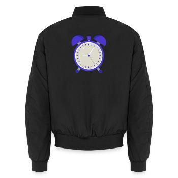 Wecker - Unisex Bomberjacke - Schwarz - Hinten - AI Model Male 185 light (185cm)