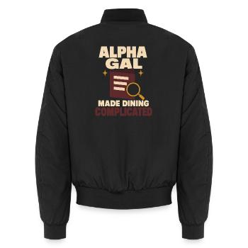 Alpha-gal-syndrom Alpha-gal-allergie Rotes Fleisch - Unisex Bomberjacke - Schwarz - Hinten - AI Model Male 185 light (185cm)