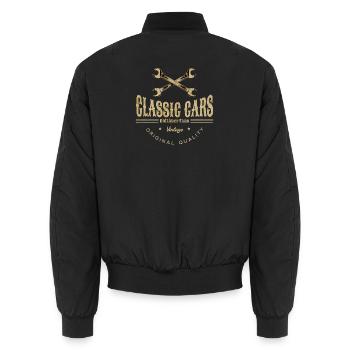 Classic Cars – Für echte Schrauber und Fans - Unisex Bomberjacke - Schwarz - Hinten - AI Model Male 185 light (185cm)