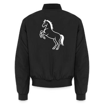 Springendes Pferd Silhouette - Unisex Bomberjacke - Schwarz - Hinten - AI Model Male 185 light (185cm)