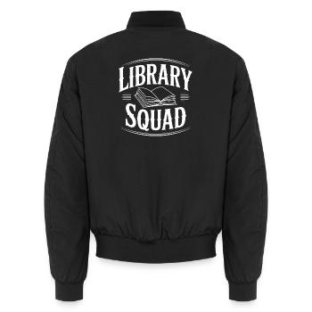 Bibliotheksteam - Unisex Bomberjacke - Schwarz - Hinten - AI Model Male 185 light (185cm)