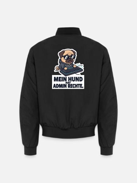 Admin Rechte Hund IT Mops Sysadmin T-Shirt - Unisex Bomberjacke - Schwarz