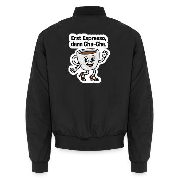 Cha-Cha-Cha Kaffee T-Shirt - Unisex Bomberjacke - Schwarz - Hinten - AI Model Male 185 light (185cm)