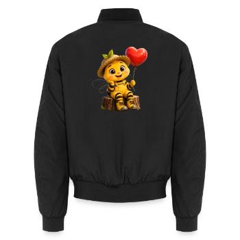 Honigbiene mit Herzballon - Unisex Bomberjacke - Schwarz - Hinten - AI Model Male 185 light (185cm)