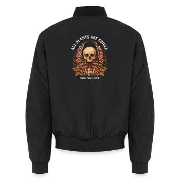 Schädel im Kräuterwald - Unisex Bomberjacke - Schwarz - Hinten - AI Model Male 185 light (185cm)