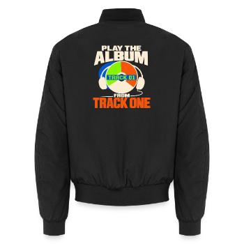 Cd-sammler Kompaktplatte Physisches Medium - Unisex Bomberjacke - Schwarz - Hinten - AI Model Male 185 light (185cm)