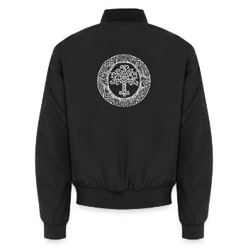 Celtic Irland Wikinger Keltisch Knoten Muster Baum - Unisex Bomberjacke - Schwarz - Hinten - AI Model Male 185 light (185cm)