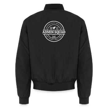 Admin Squad Cowerker Büro Squad Herzlehrer - Unisex Bomberjacke - Schwarz - Hinten - AI Model Male 185 light (185cm)