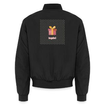 ALLES GUTE ZUM GEBURTSTAG. GEBURTSTAG. ALLES GUTE ZUM GEBURTSTAG - Unisex Bomberjacke - Schwarz - Hinten - AI Model Male 185 light (185cm)